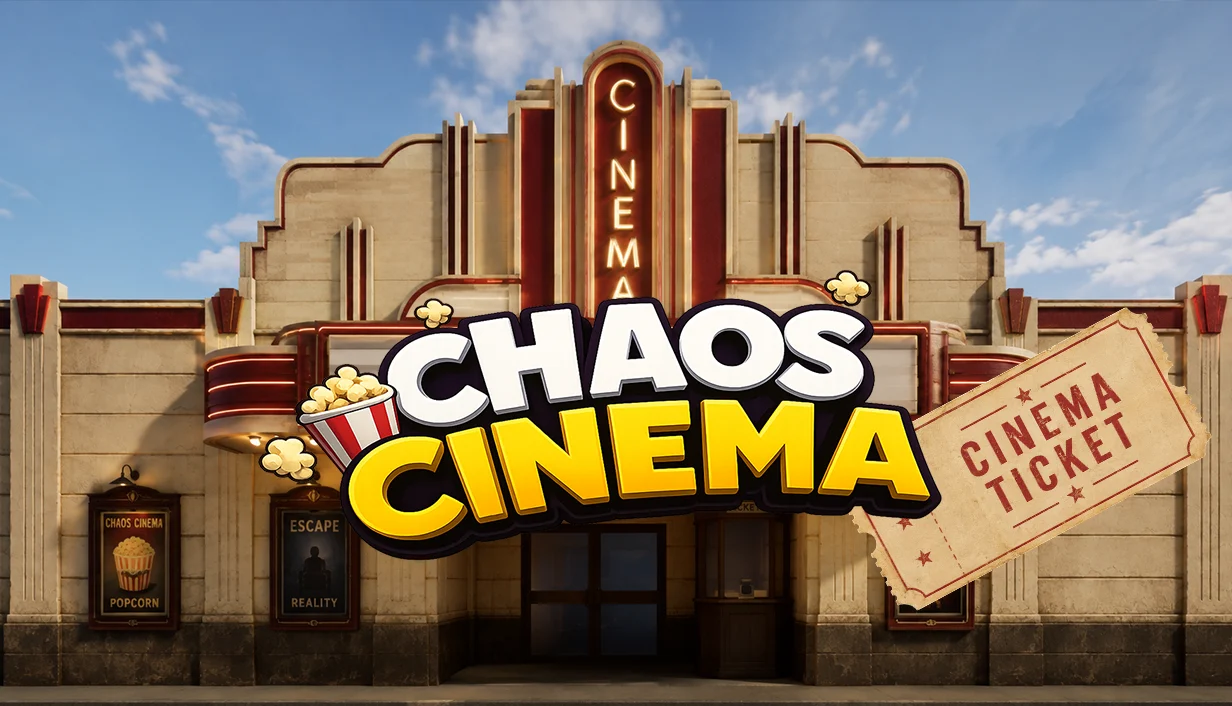 Chaos Cinema Key Art vor dem renovierten Kino